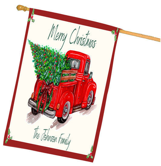 Personalized Christmas Card House Flag