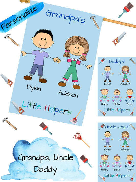 Personalized Dog Cat Pets Grandpa, Uncle, Dad, Husband or Brother's Little Helpers House Flag