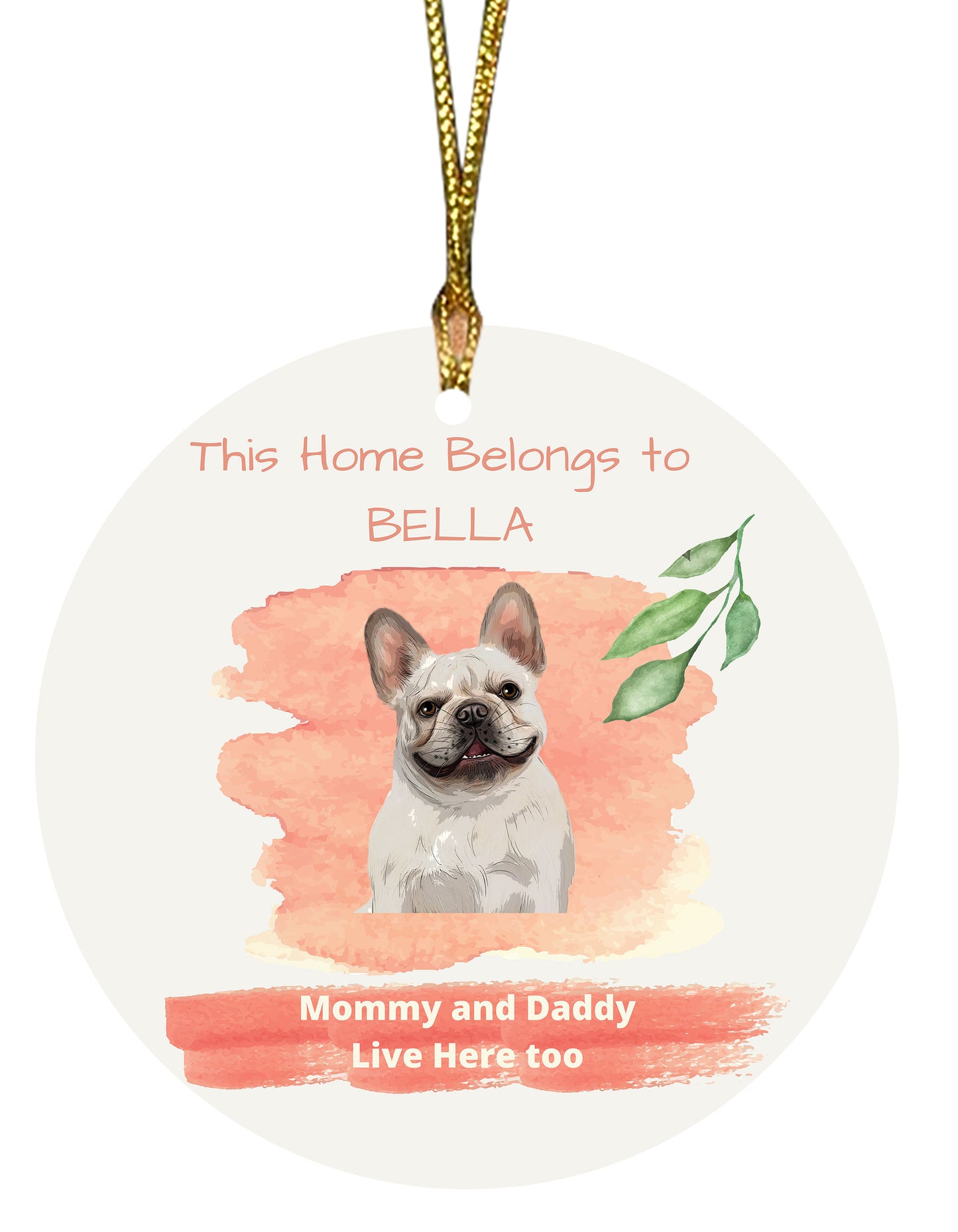 Personalized This Home Belongs To Dog Cat Pets Round Flat Christmas Tree Ornament