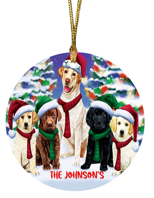 Personalized Christmas Family Portrait Round Flat Christmas Tree Ornament