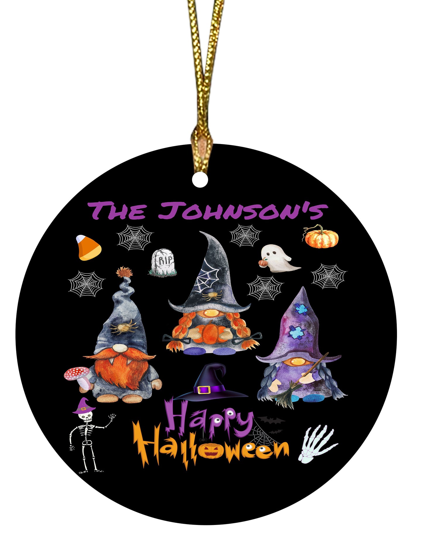Personalized Halloween 2 Round Flat Christmas Tree Ornament