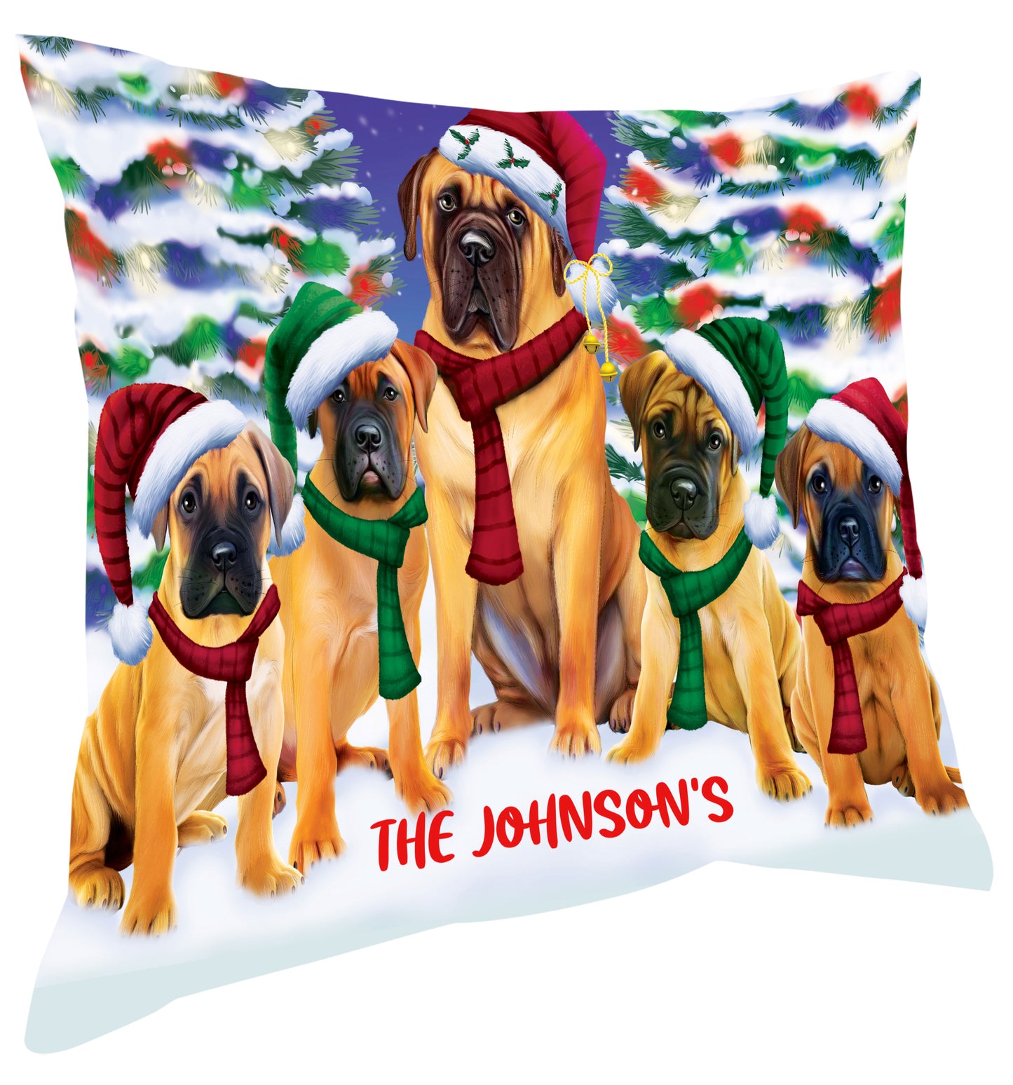 Personalized Christmas Family Portrait Pillow