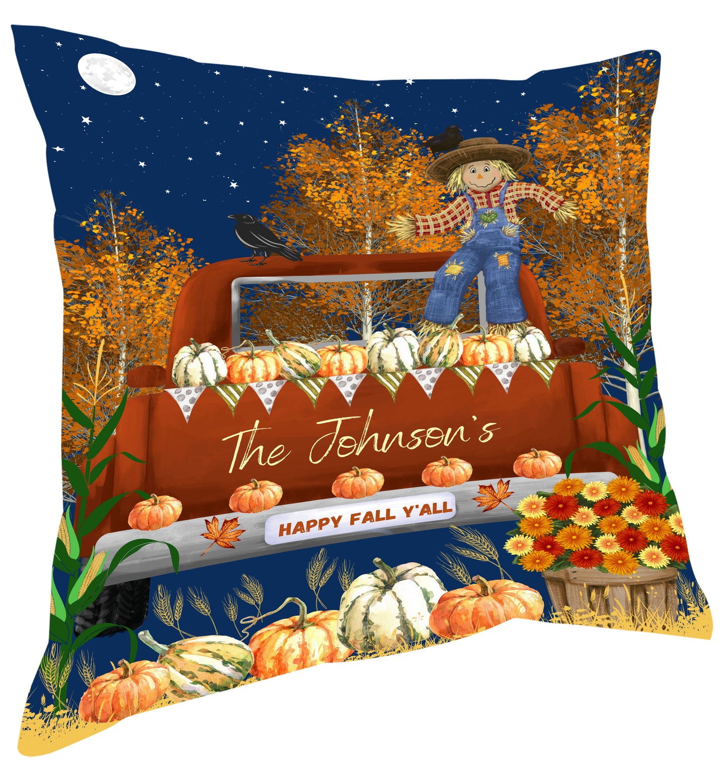 Personalized Happy Fall Y'All Pillow
