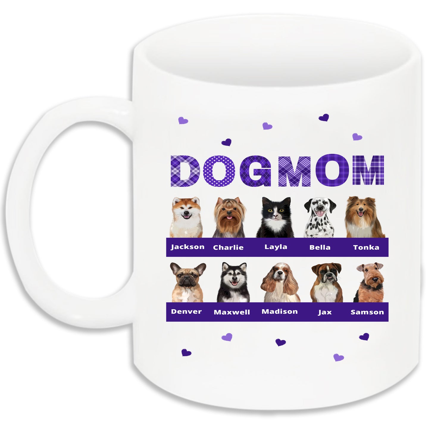 Personalized DOG MOM 11 OZ Coffee Mug 1 to 10 Pets