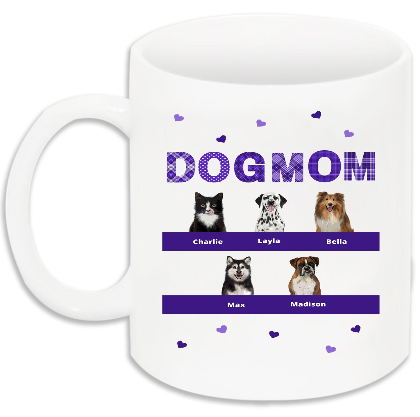 Personalized DOG MOM 11 OZ Coffee Mug 1 to 10 Pets