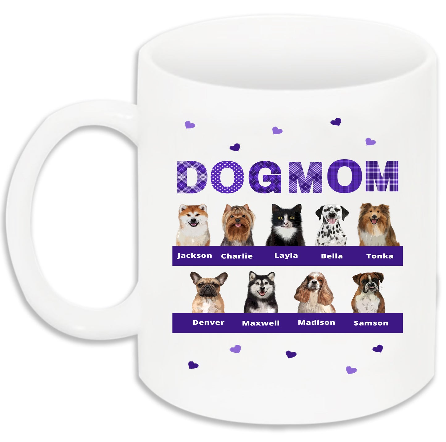 Personalized DOG MOM 11 OZ Coffee Mug 1 to 10 Pets