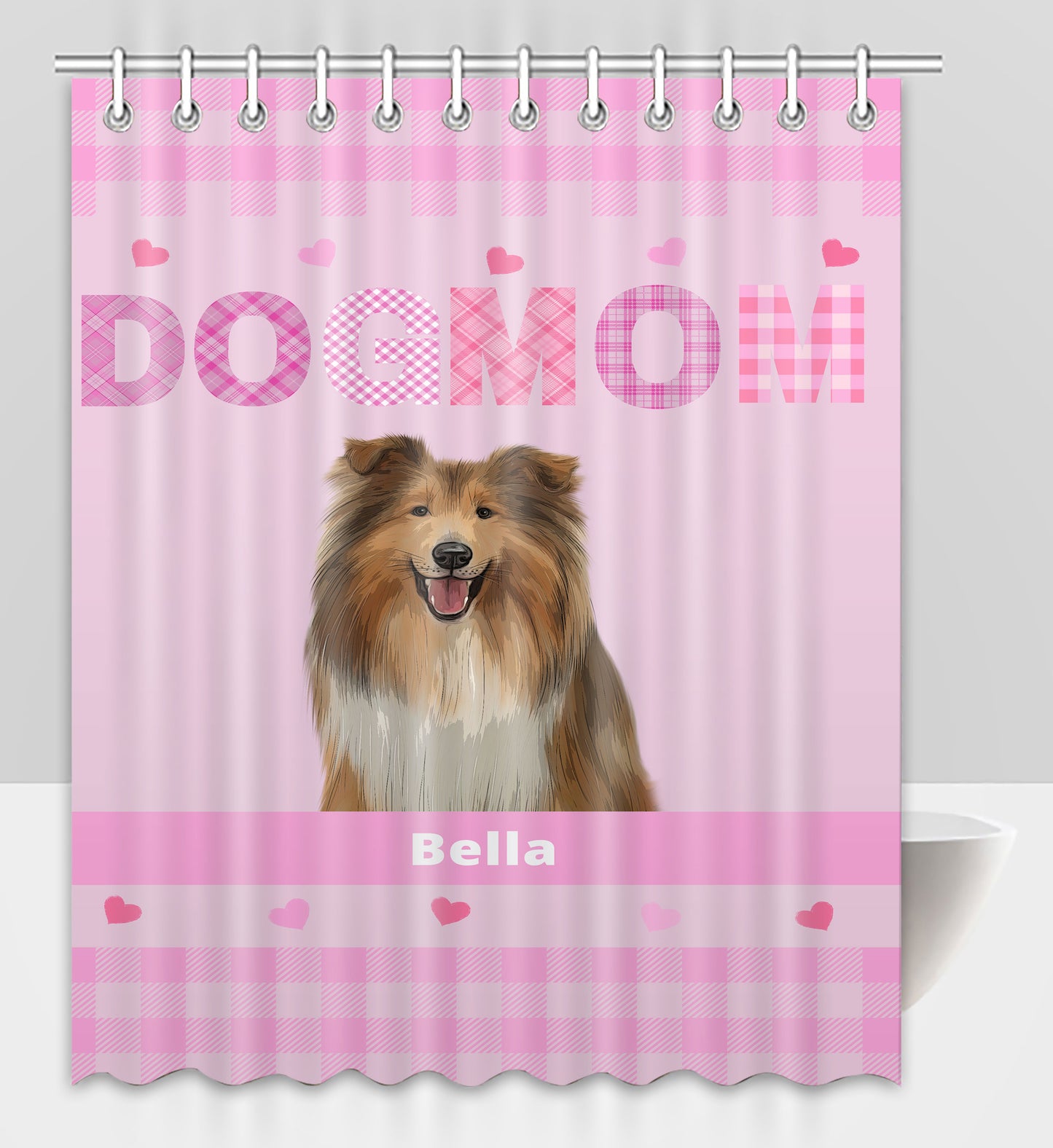 Personalized Dog MOM Pet Dog Cat Shower Curtain 1-10 pets