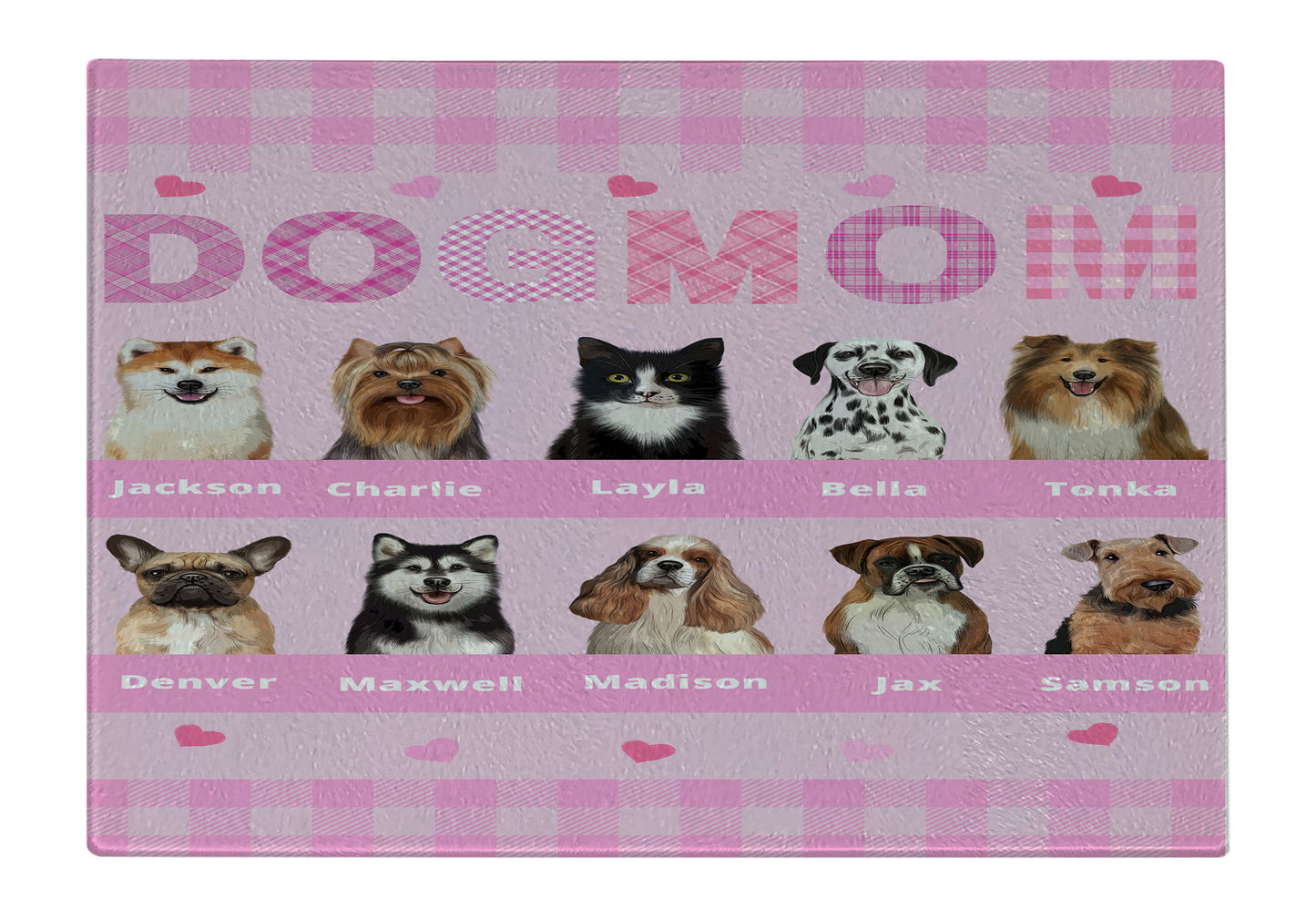 Personalized Dog MOM Cutting Board 1 to 10 Pets