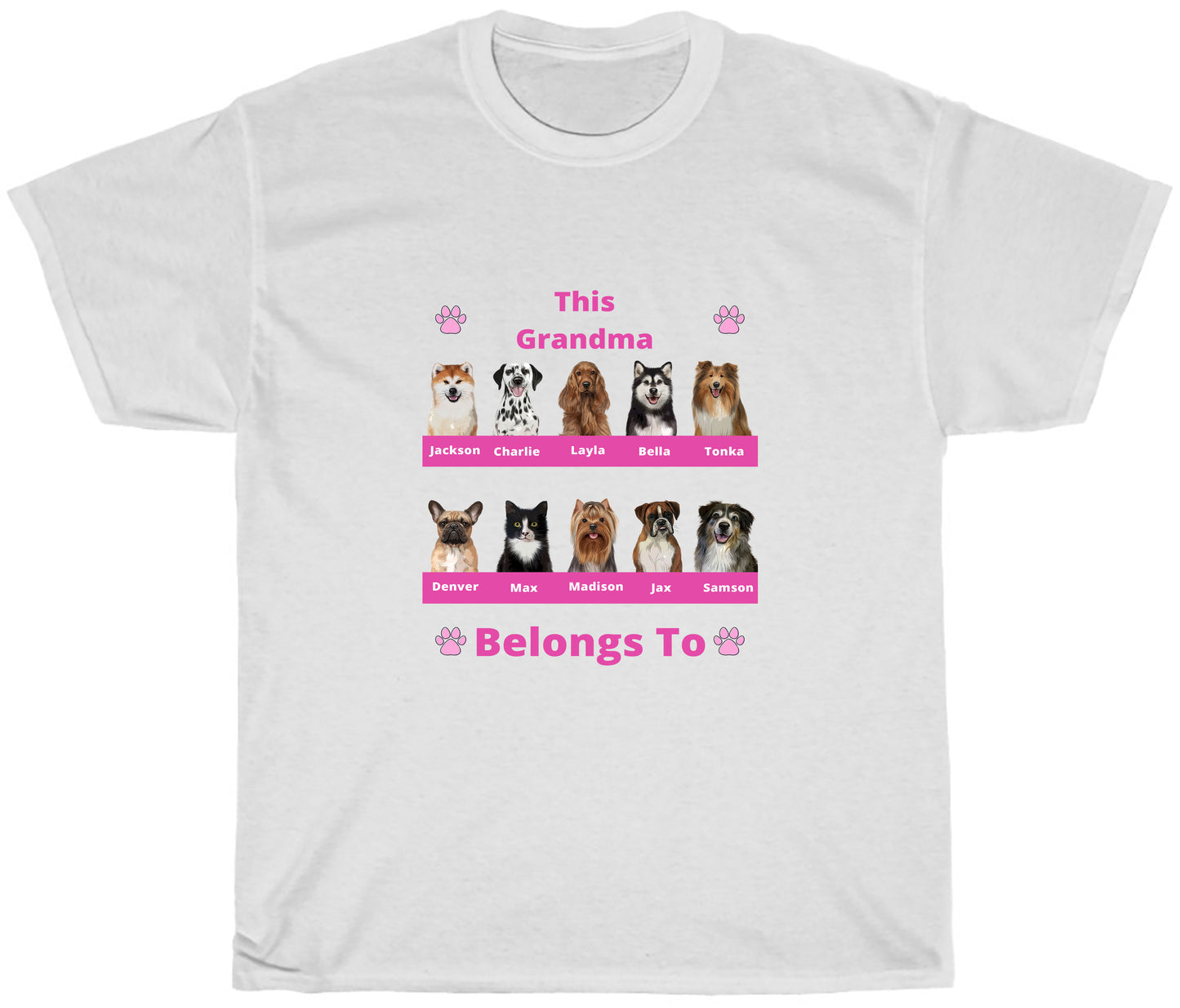 Personalized This Grandma Belongs To Dog Cat Pets T-shirt 1 to 10 Pets