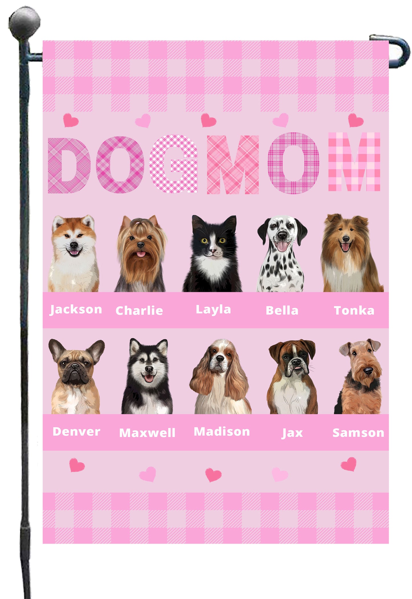 Personalized Dog Cat Pet MOM Garden Flag 1-10 pets