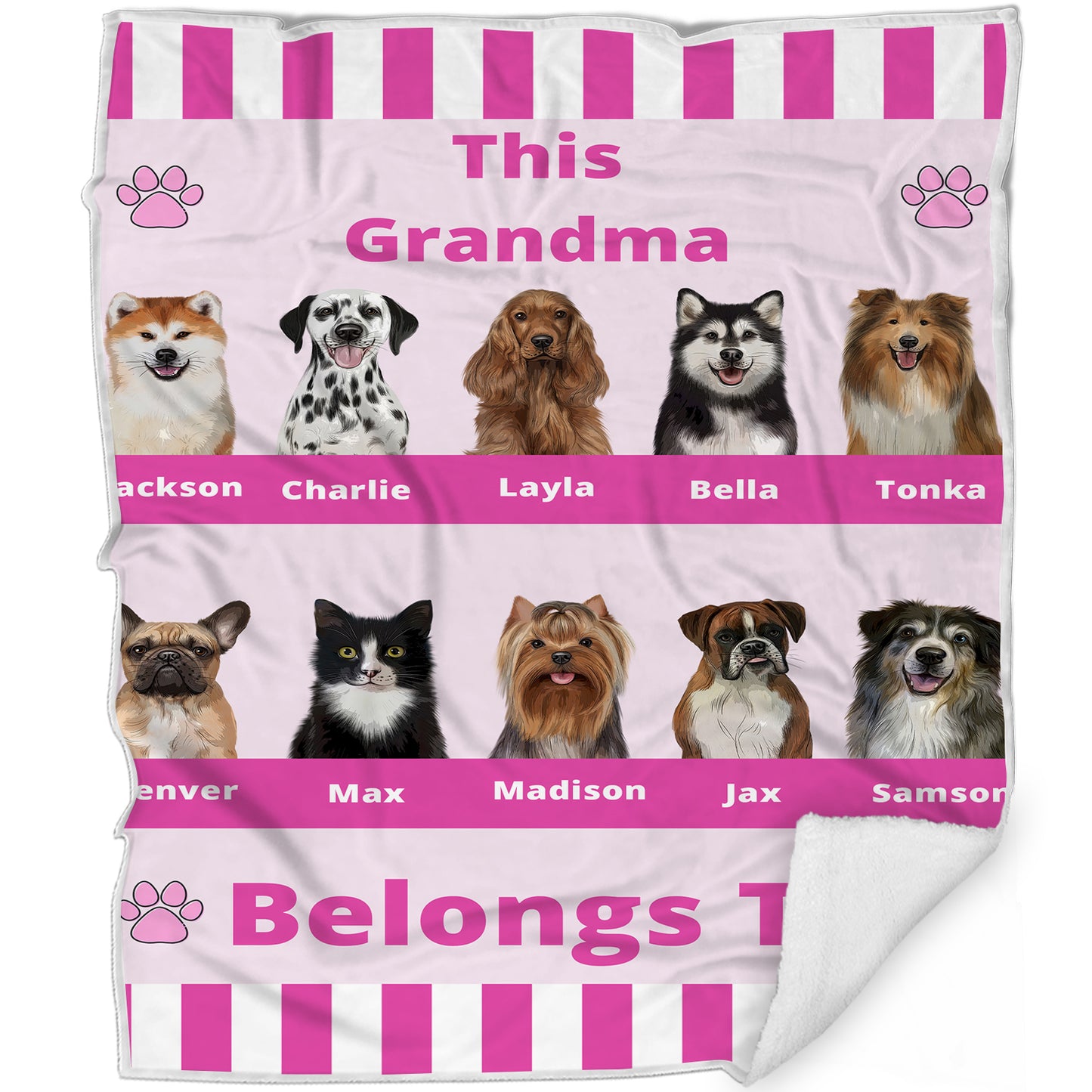Personalized This Grandma Belongs To Dog Cat Pets Blanket 1 to 10 Pets