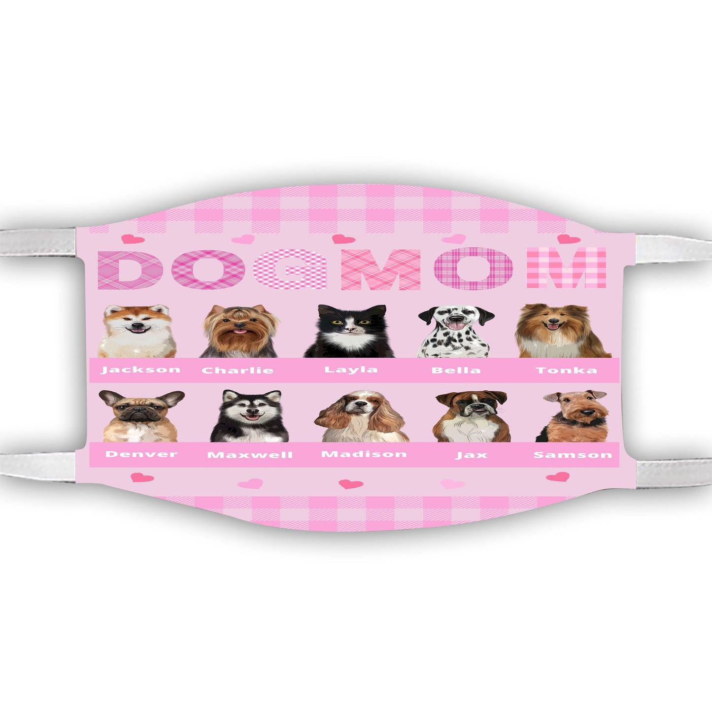 Personalized Dog Cat Pet Mom Face Mask 1-10 Pets