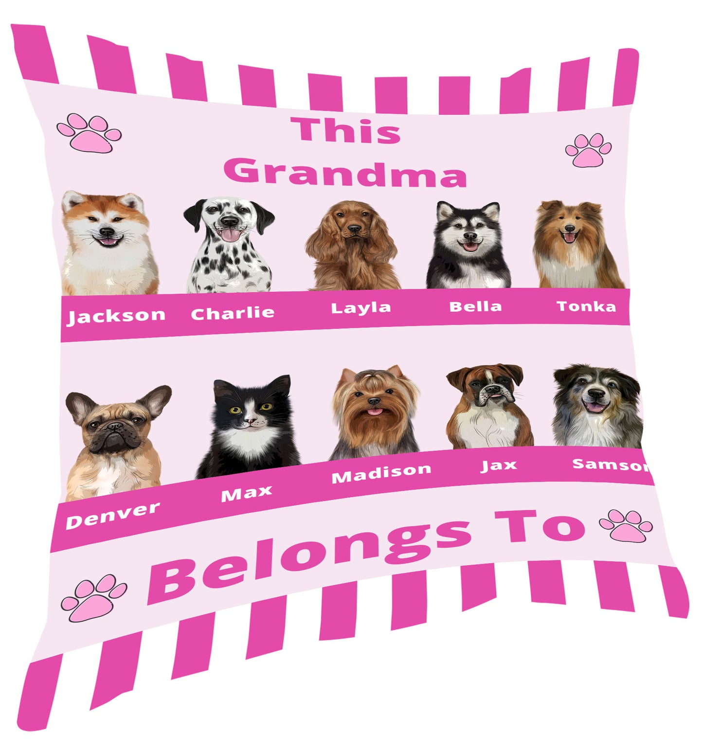 Personalized This Grandma Belongs To Dog Cat Pets Pillow 1-10 Pets