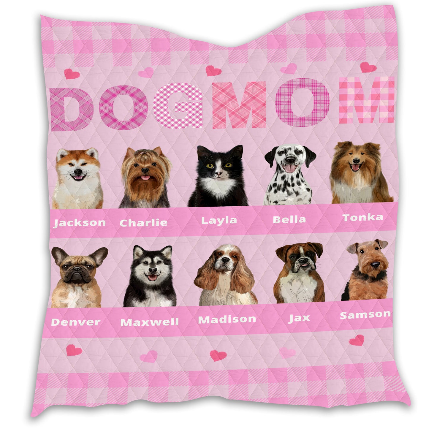 Personalized Dog Cat Pet Mom Quilt 1-10 Pets