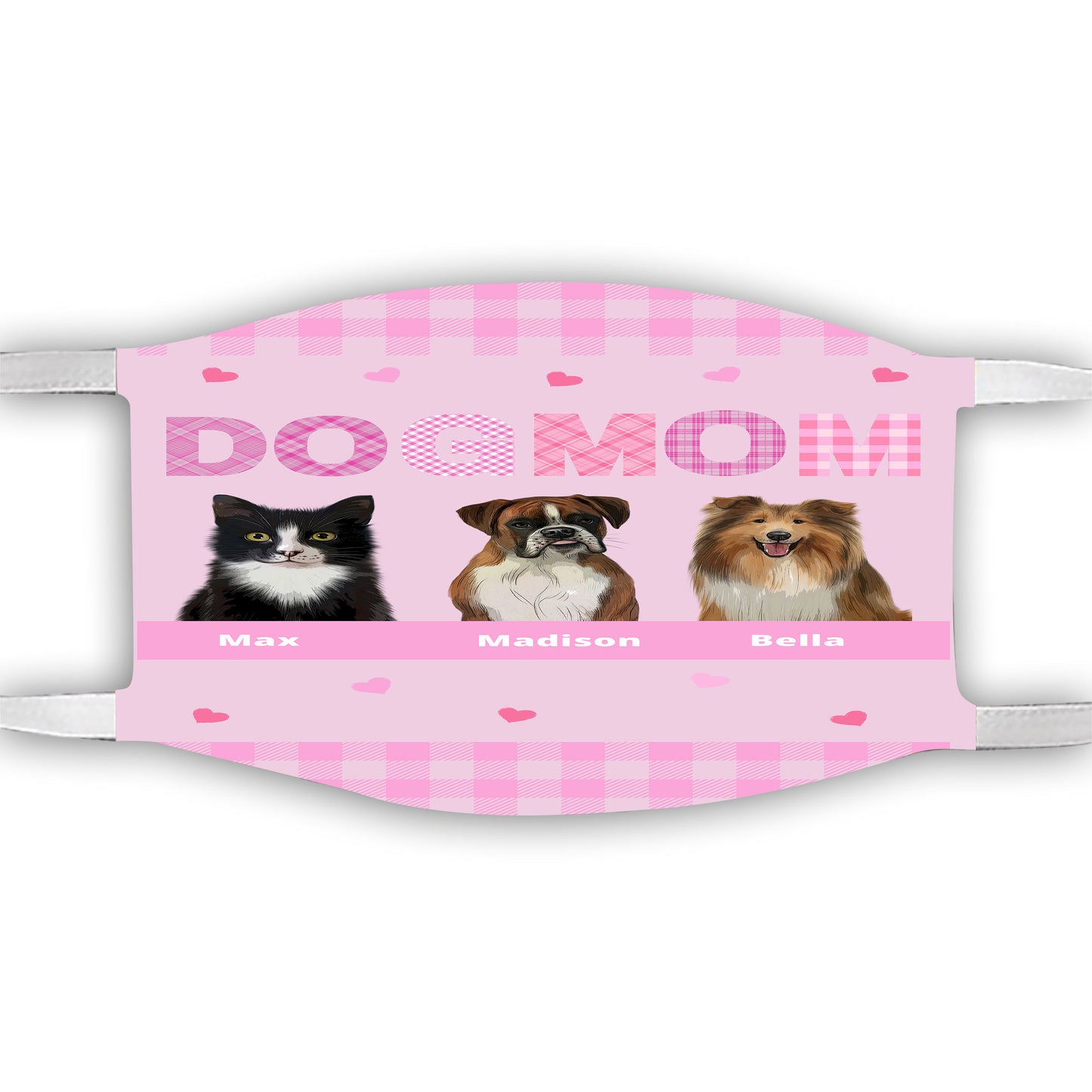 Personalized Dog Cat Pet Mom Face Mask 1-10 Pets