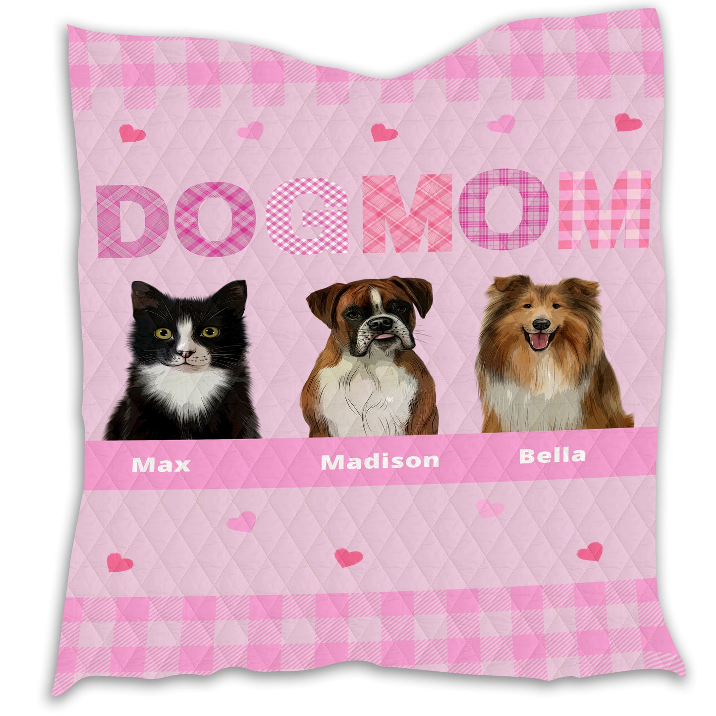 Personalized Dog Cat Pet Mom Quilt 1-10 Pets