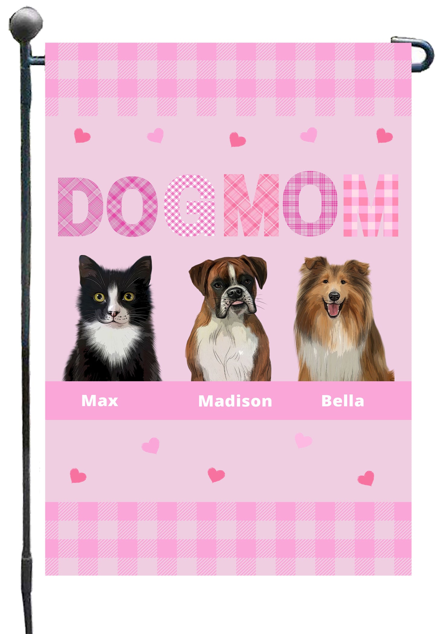 Personalized Dog Cat Pet MOM Garden Flag 1-10 pets