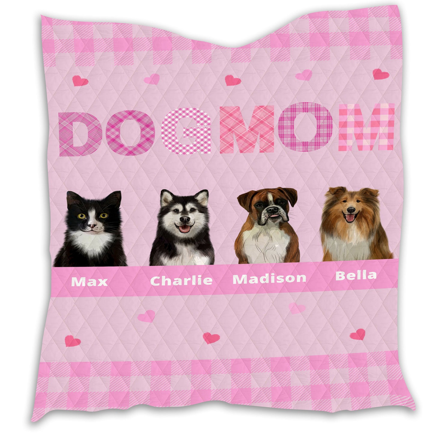Personalized Dog Cat Pet Mom Quilt 1-10 Pets