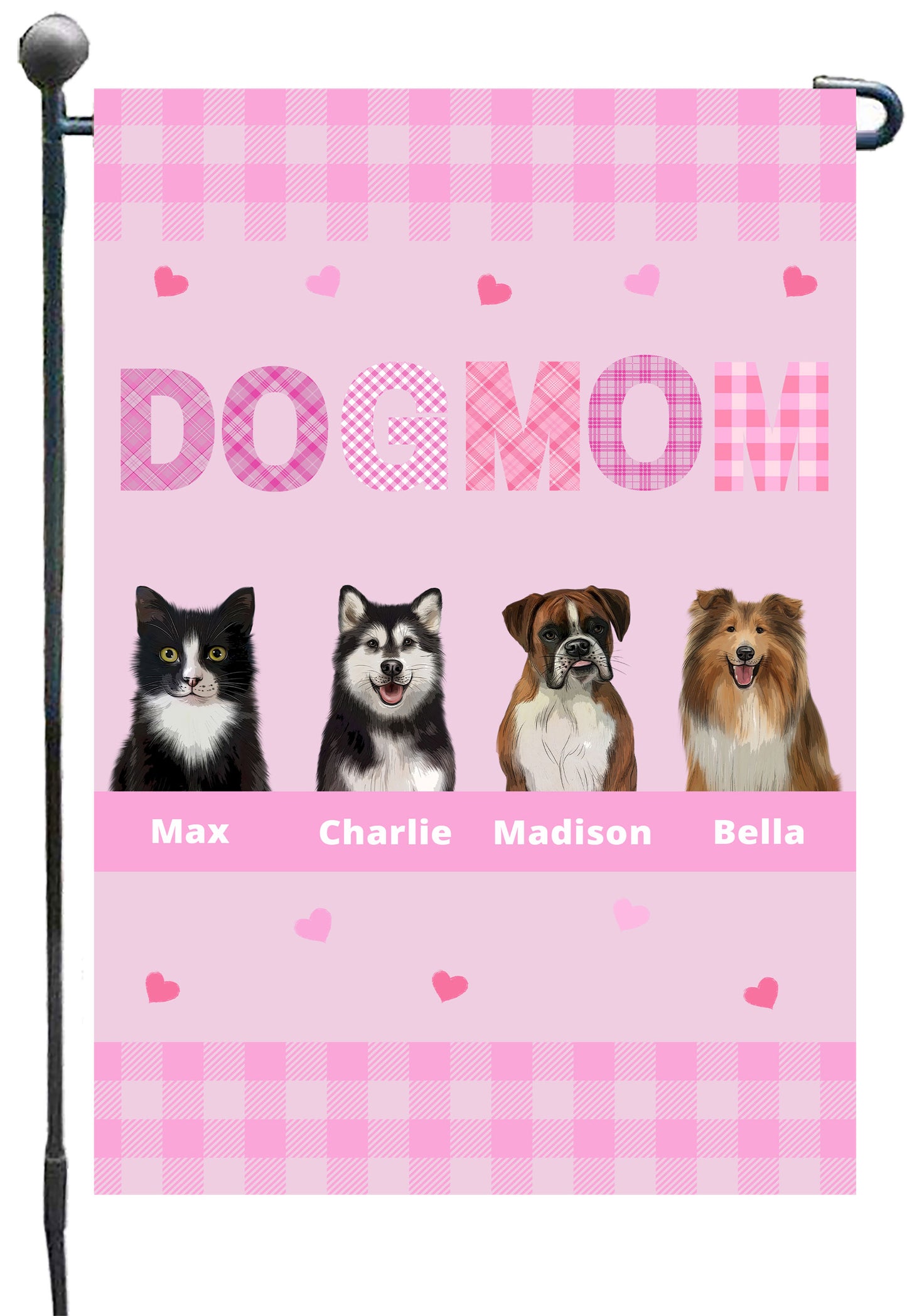 Personalized Dog Cat Pet MOM Garden Flag 1-10 pets