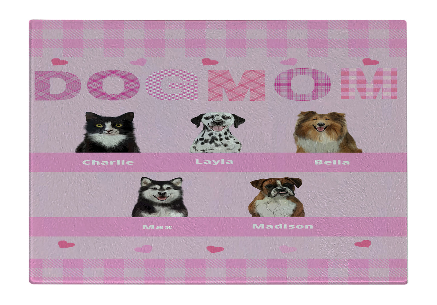 Personalized Dog MOM Cutting Board 1 to 10 Pets