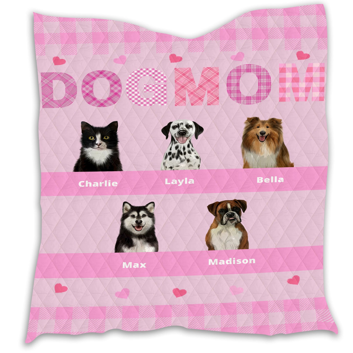 Personalized Dog Cat Pet Mom Quilt 1-10 Pets