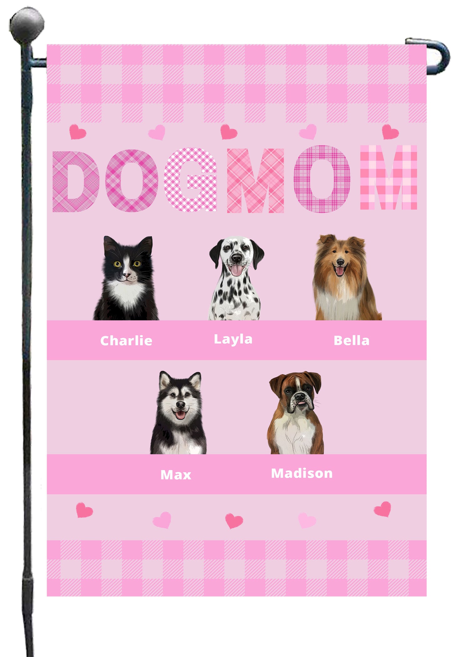 Personalized Dog Cat Pet MOM Garden Flag 1-10 pets