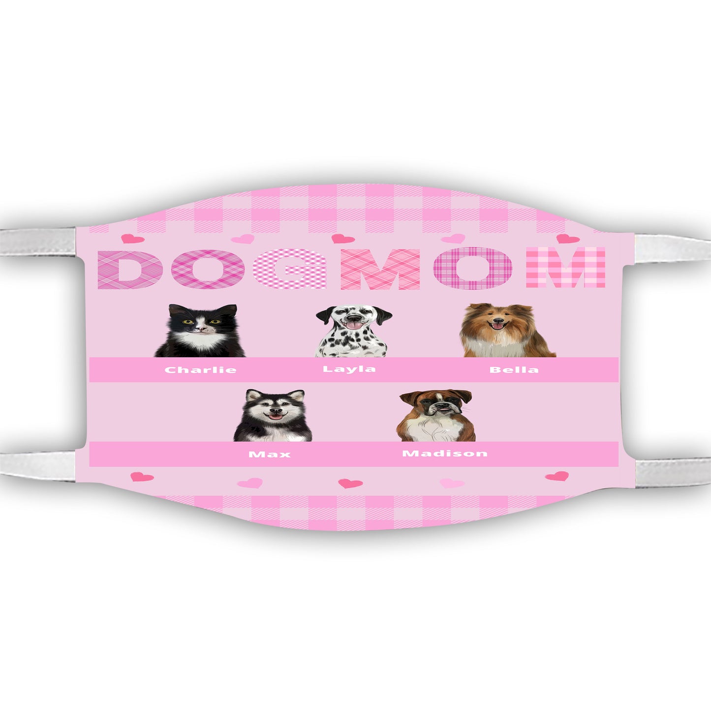 Personalized Dog Cat Pet Mom Face Mask 1-10 Pets