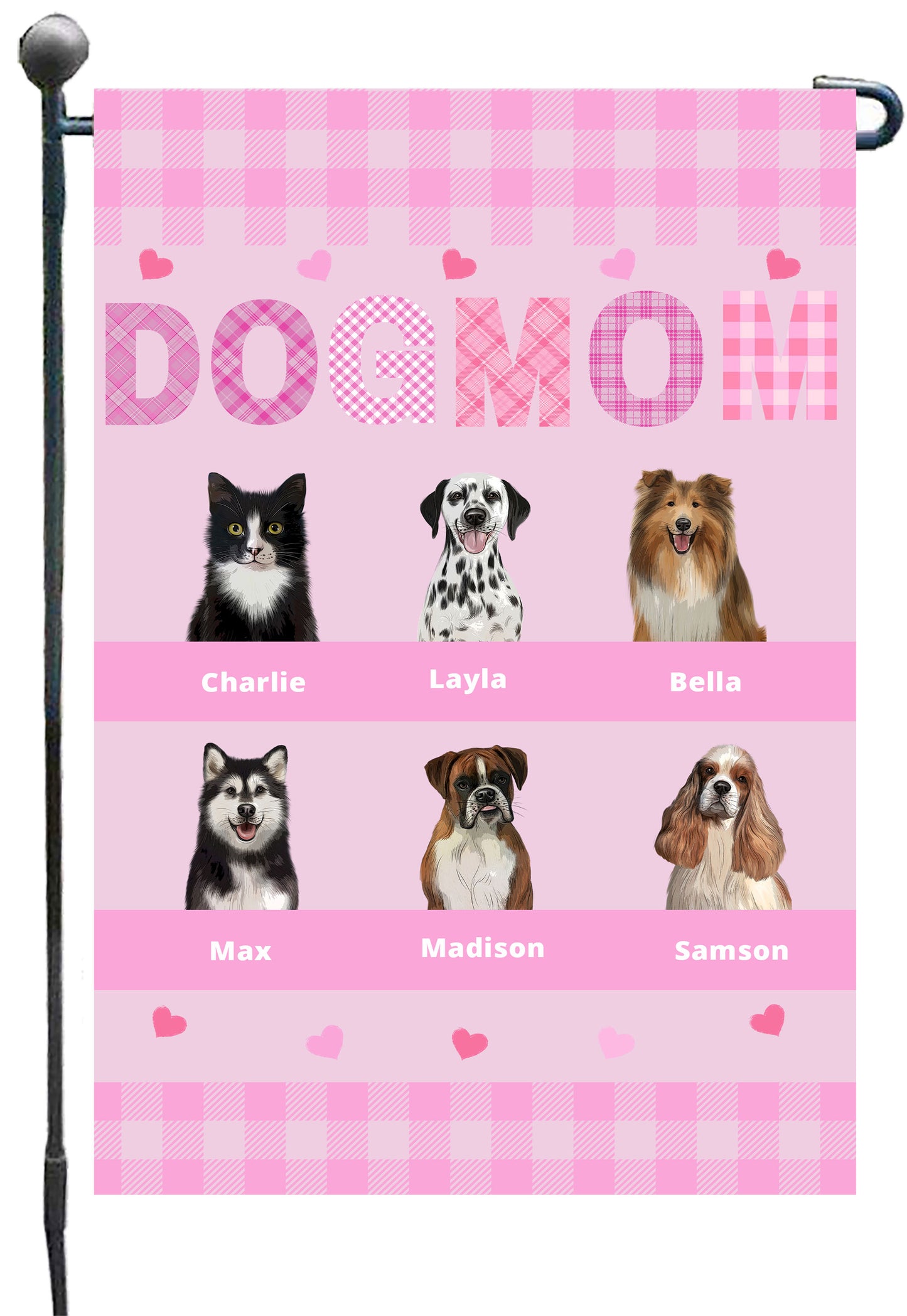 Personalized Dog Cat Pet MOM Garden Flag 1-10 pets