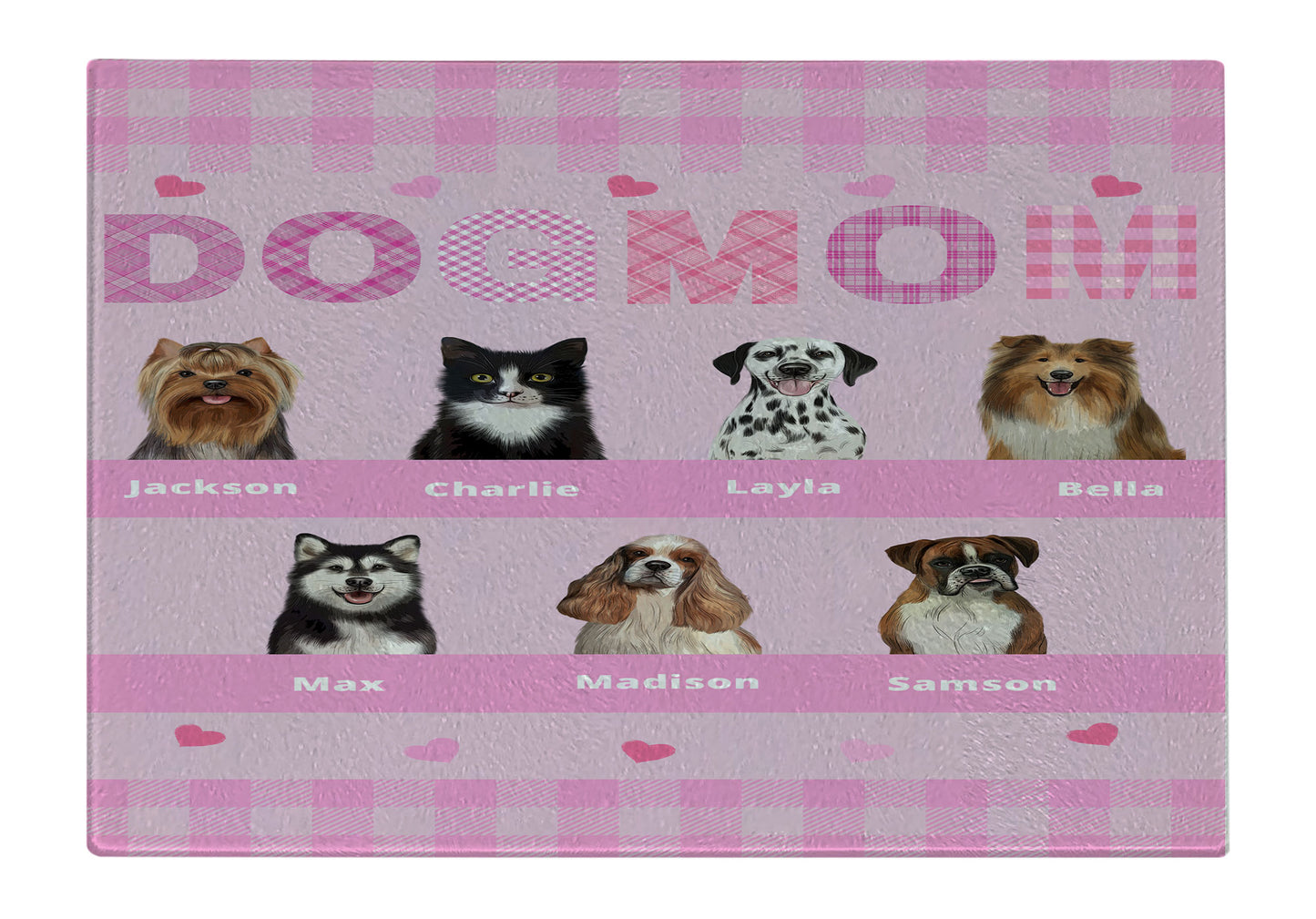 Personalized Dog MOM Cutting Board 1 to 10 Pets