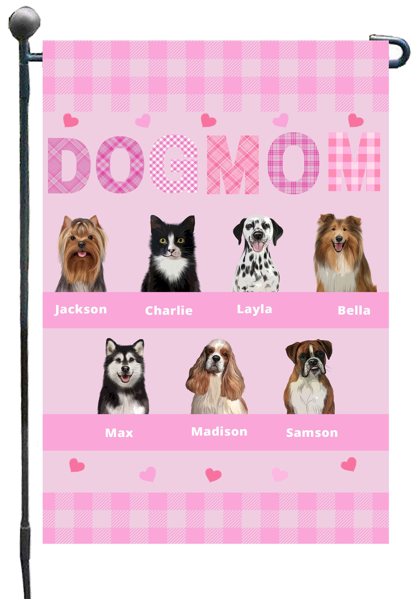 Personalized Dog Cat Pet MOM Garden Flag 1-10 pets