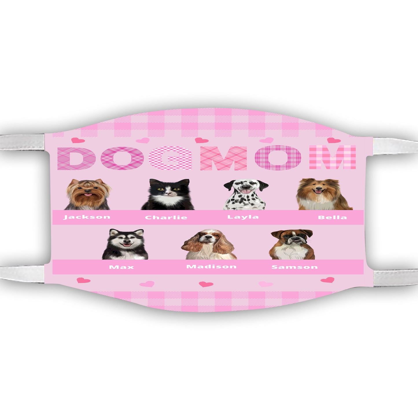Personalized Dog Cat Pet Mom Face Mask 1-10 Pets