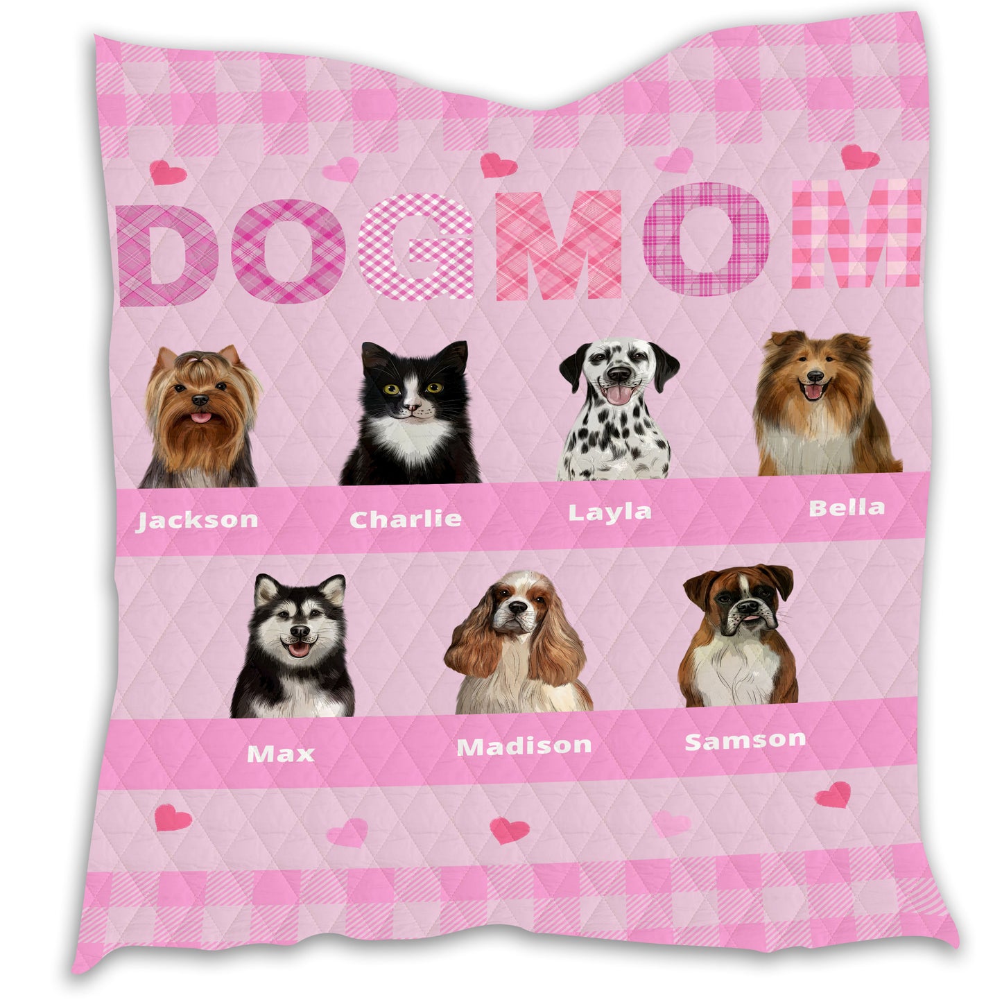 Personalized Dog Cat Pet Mom Quilt 1-10 Pets
