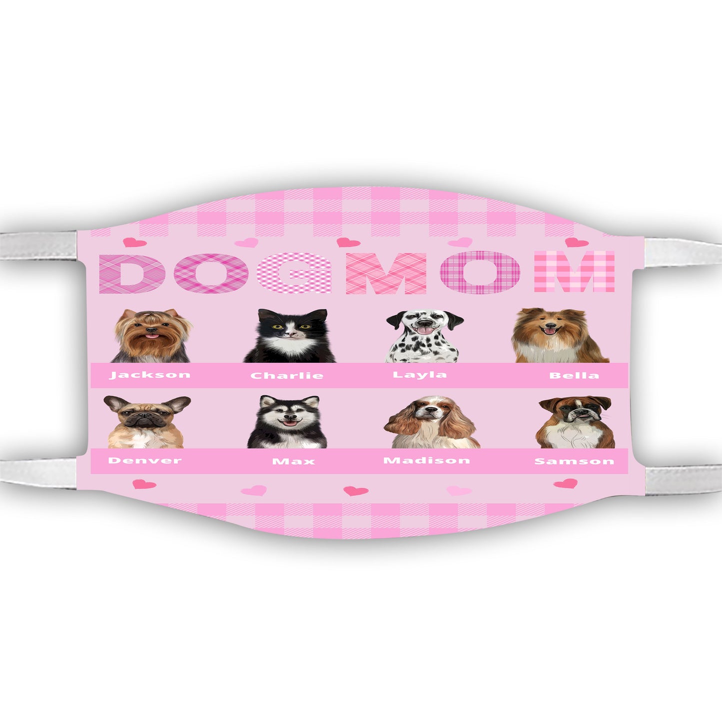 Personalized Dog Cat Pet Mom Face Mask 1-10 Pets