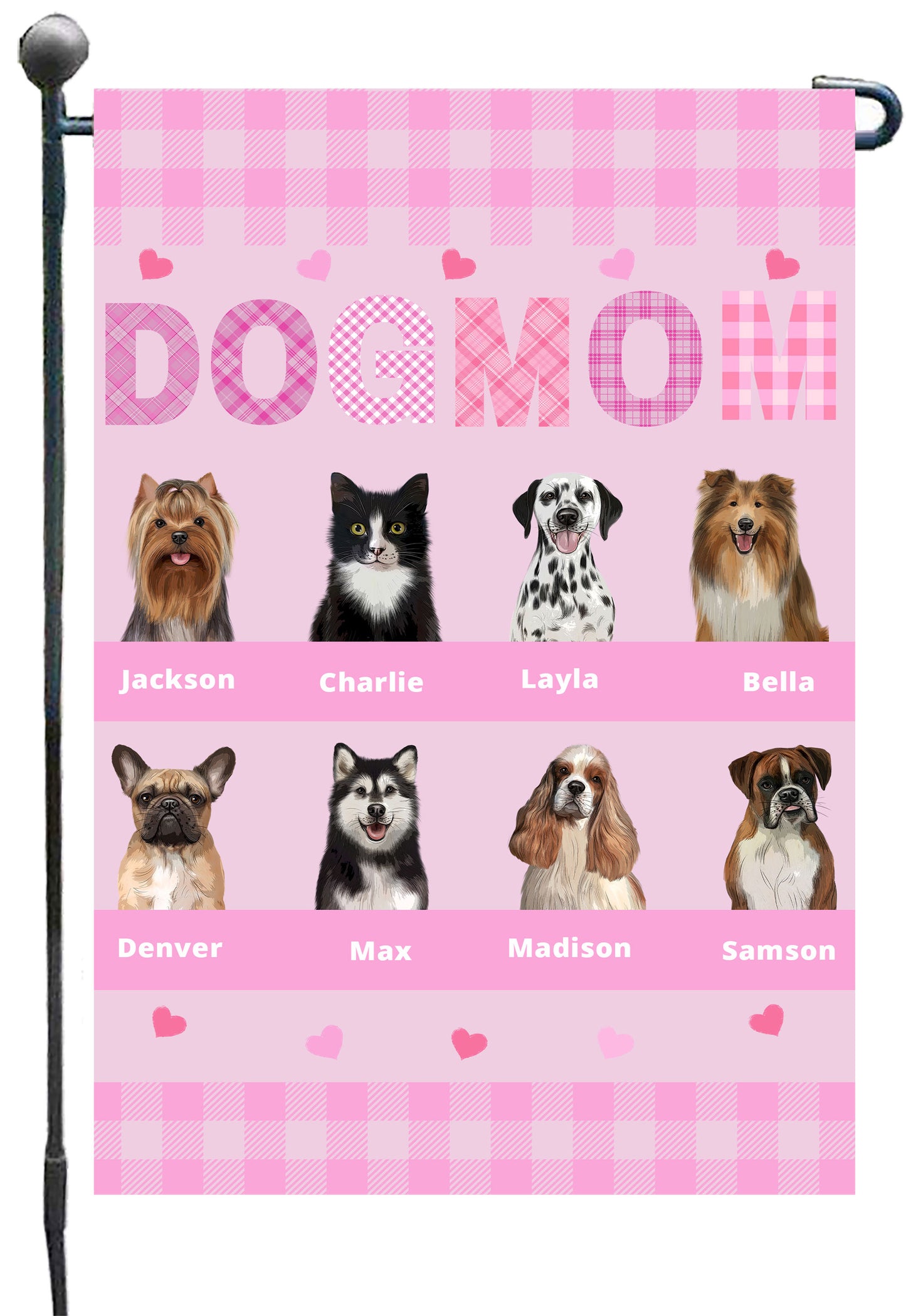 Personalized Dog Cat Pet MOM Garden Flag 1-10 pets