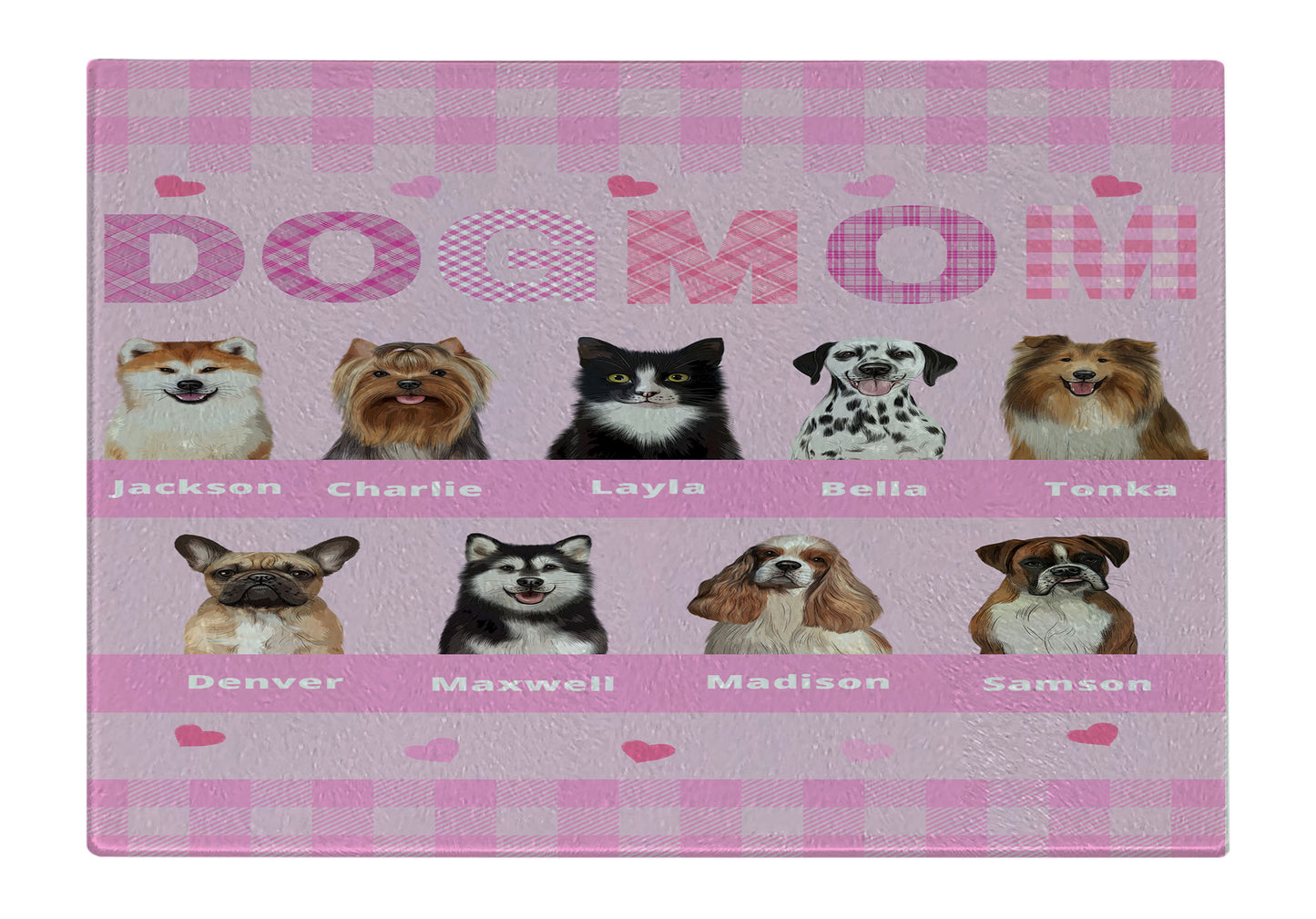Personalized Dog MOM Cutting Board 1 to 10 Pets
