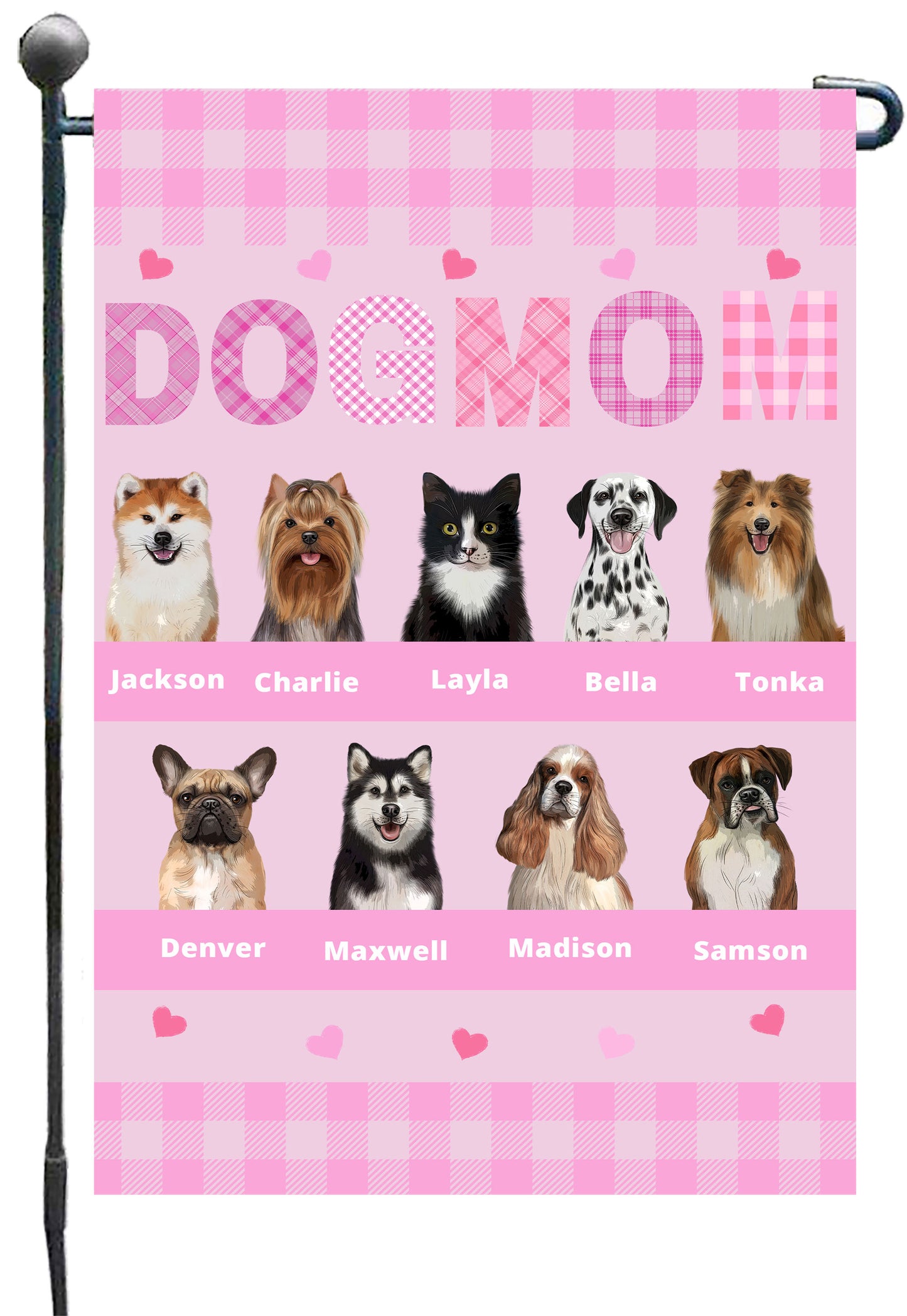 Personalized Dog Cat Pet MOM Garden Flag 1-10 pets