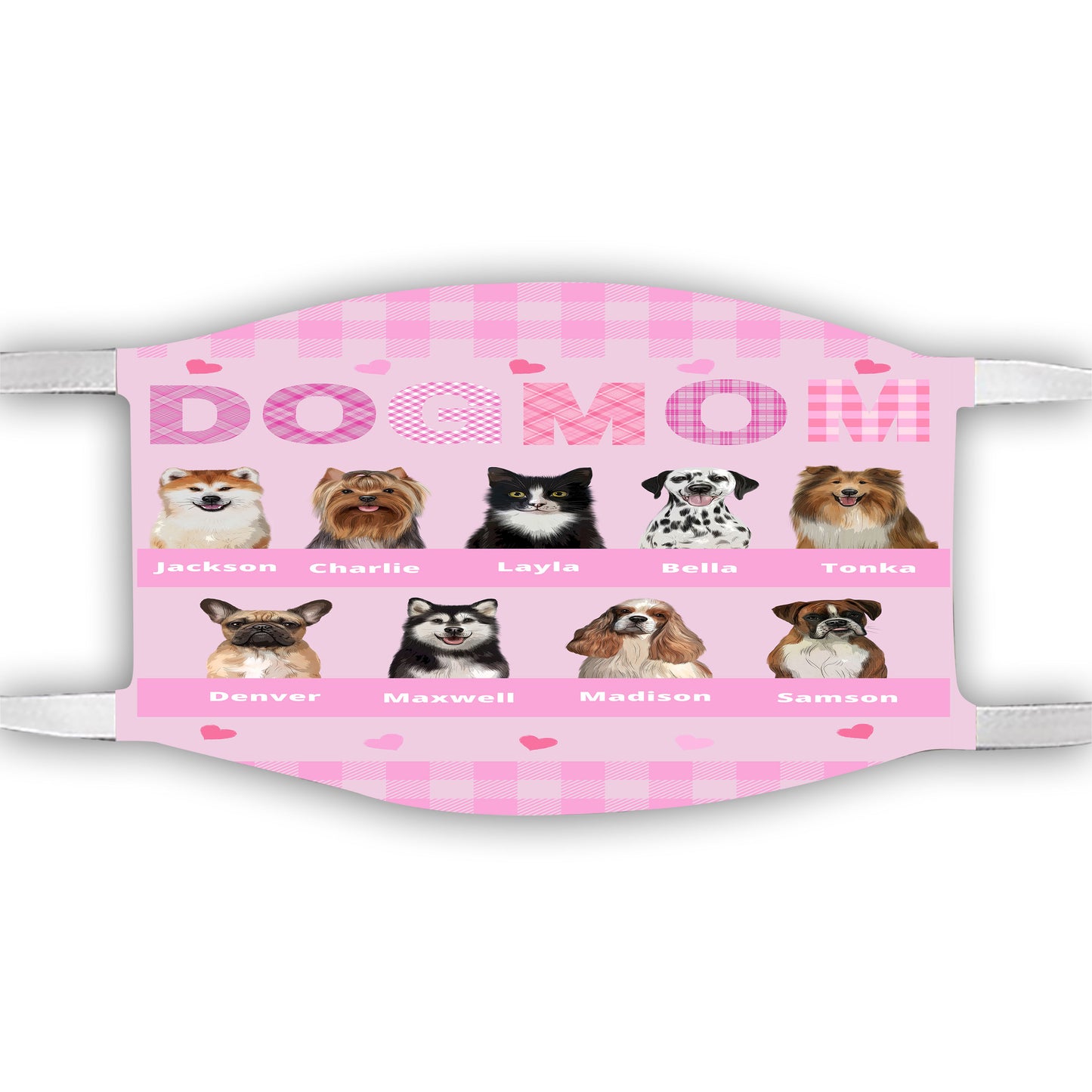 Personalized Dog Cat Pet Mom Face Mask 1-10 Pets
