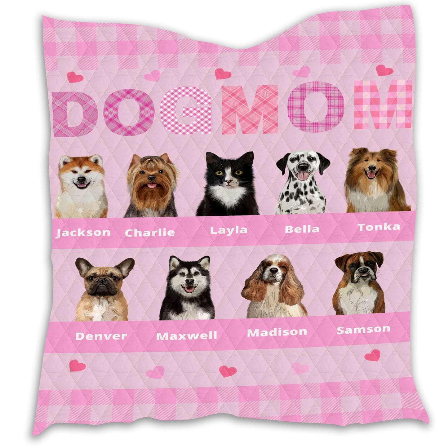Personalized Dog Cat Pet Mom Quilt 1-10 Pets