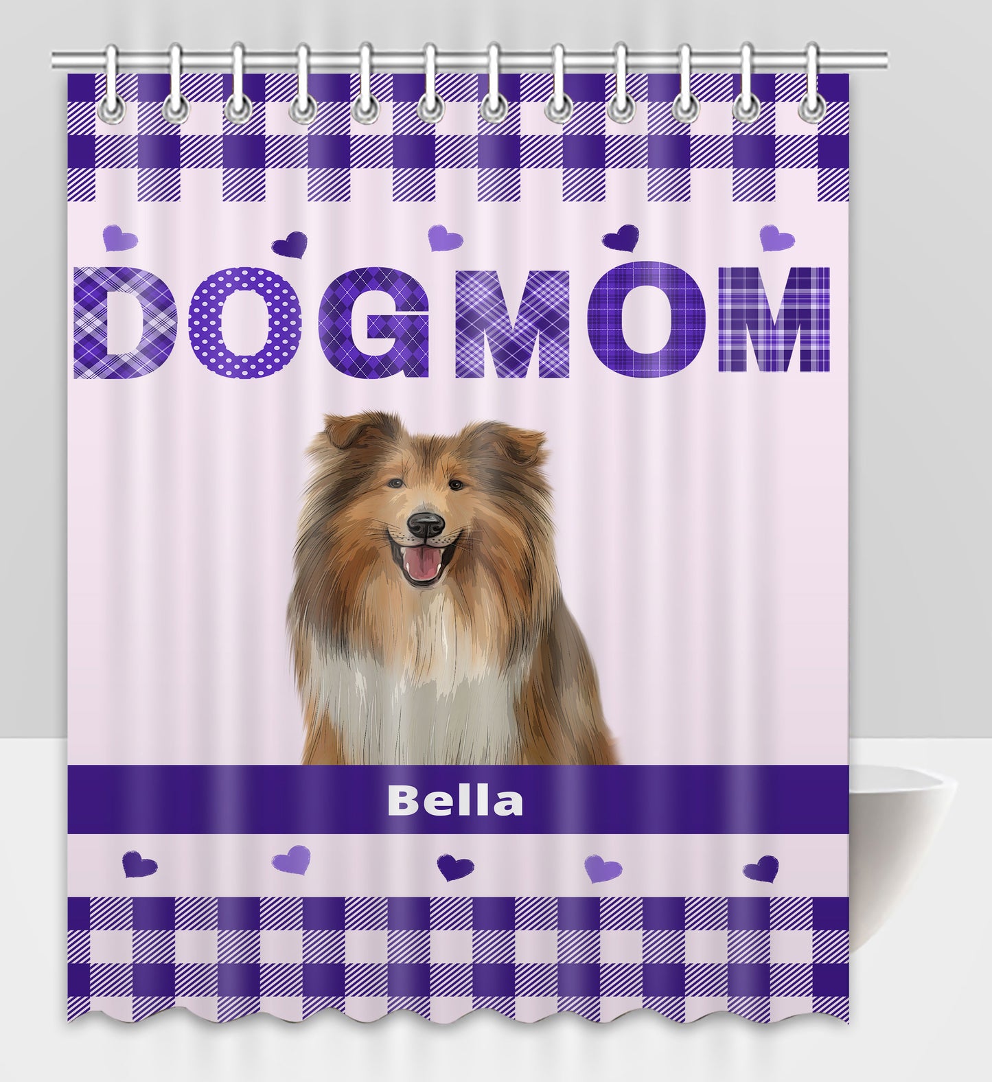 Personalized Dog MOM Pet Dog Cat Shower Curtain 1-10 pets