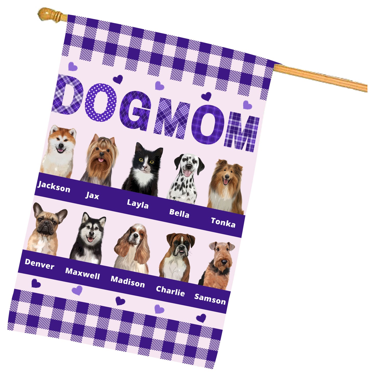 Personalized Dog MOM House Flag