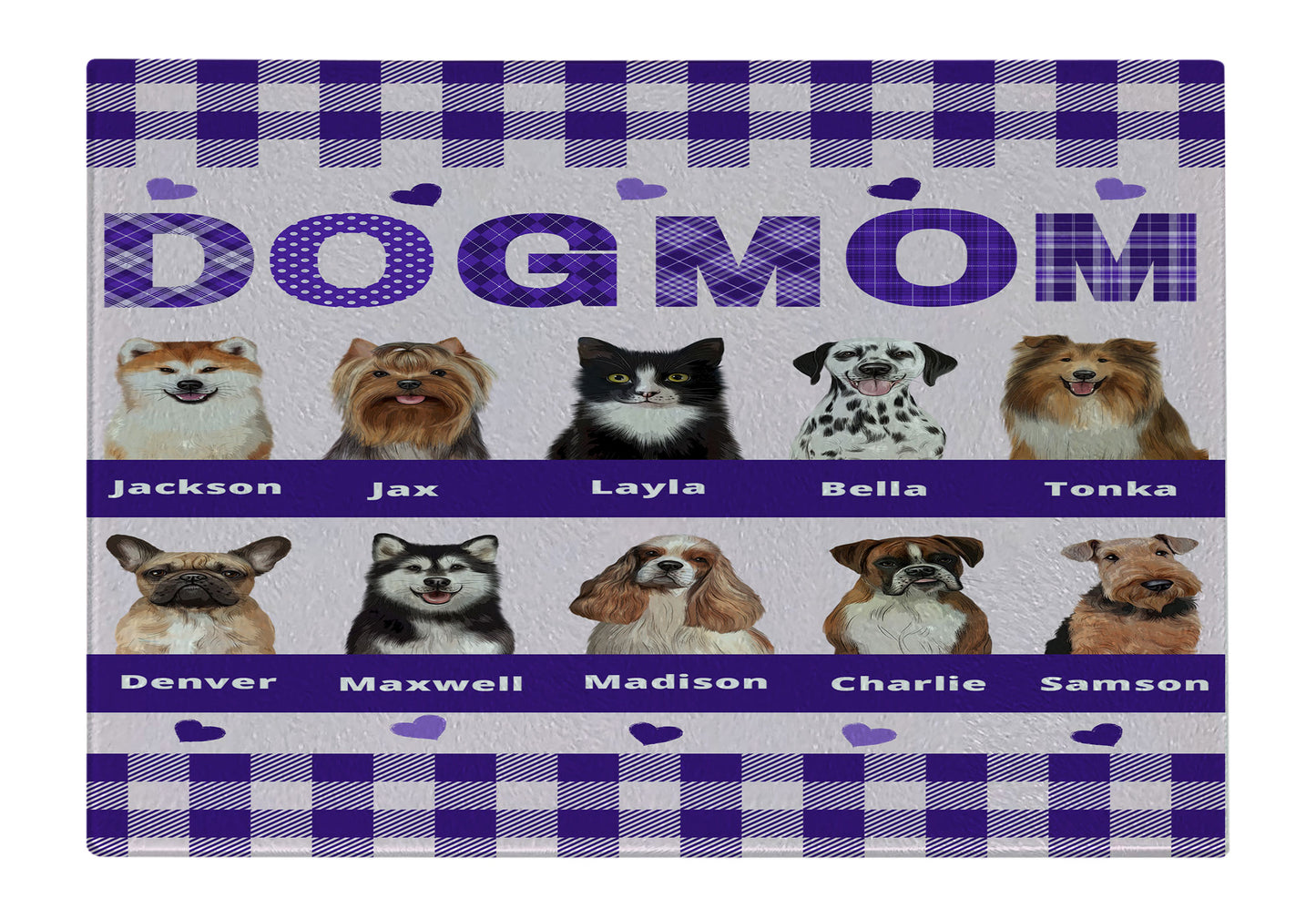 Personalized Dog MOM Cutting Board 1 to 10 Pets