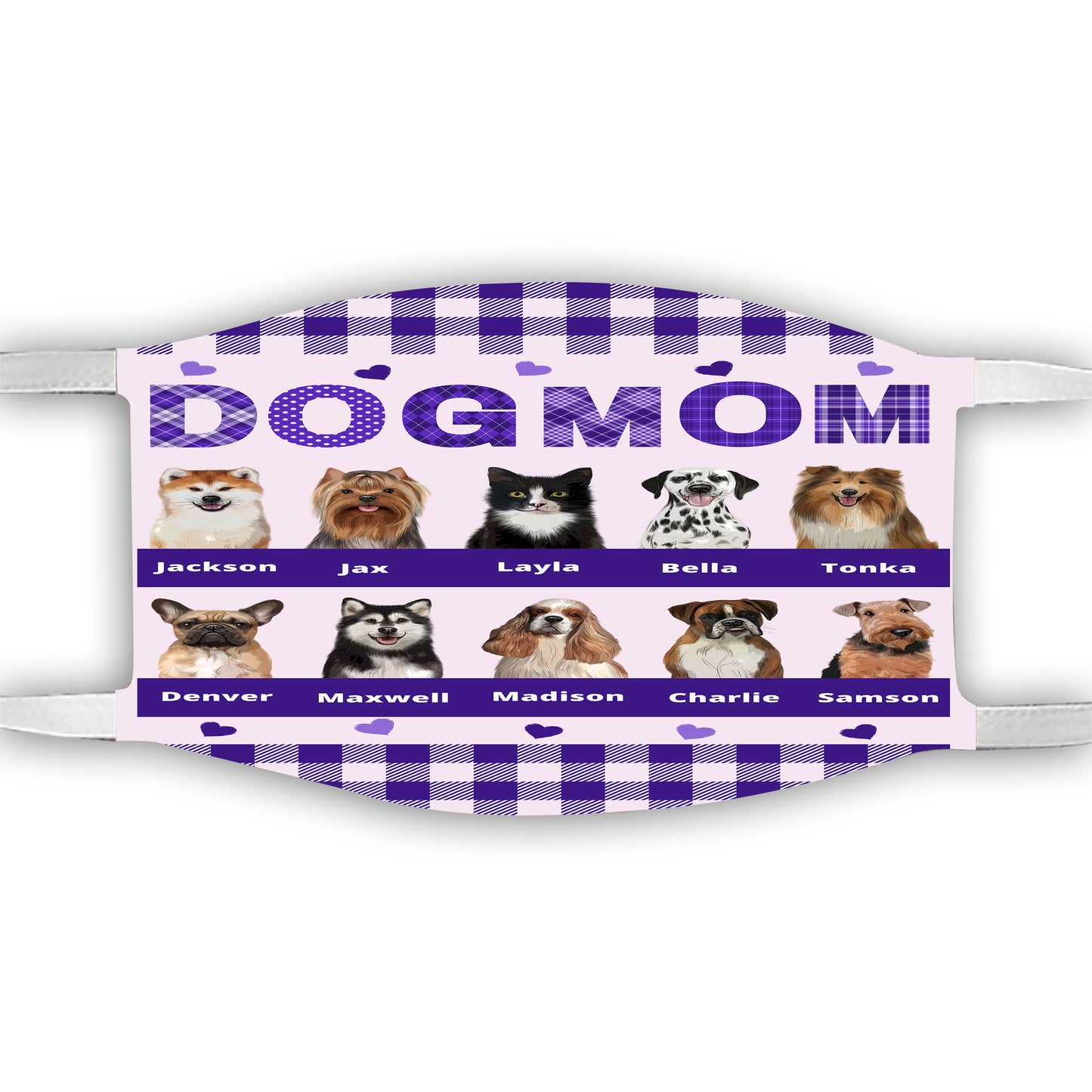 Personalized Dog Cat Pet Mom Face Mask 1-10 Pets