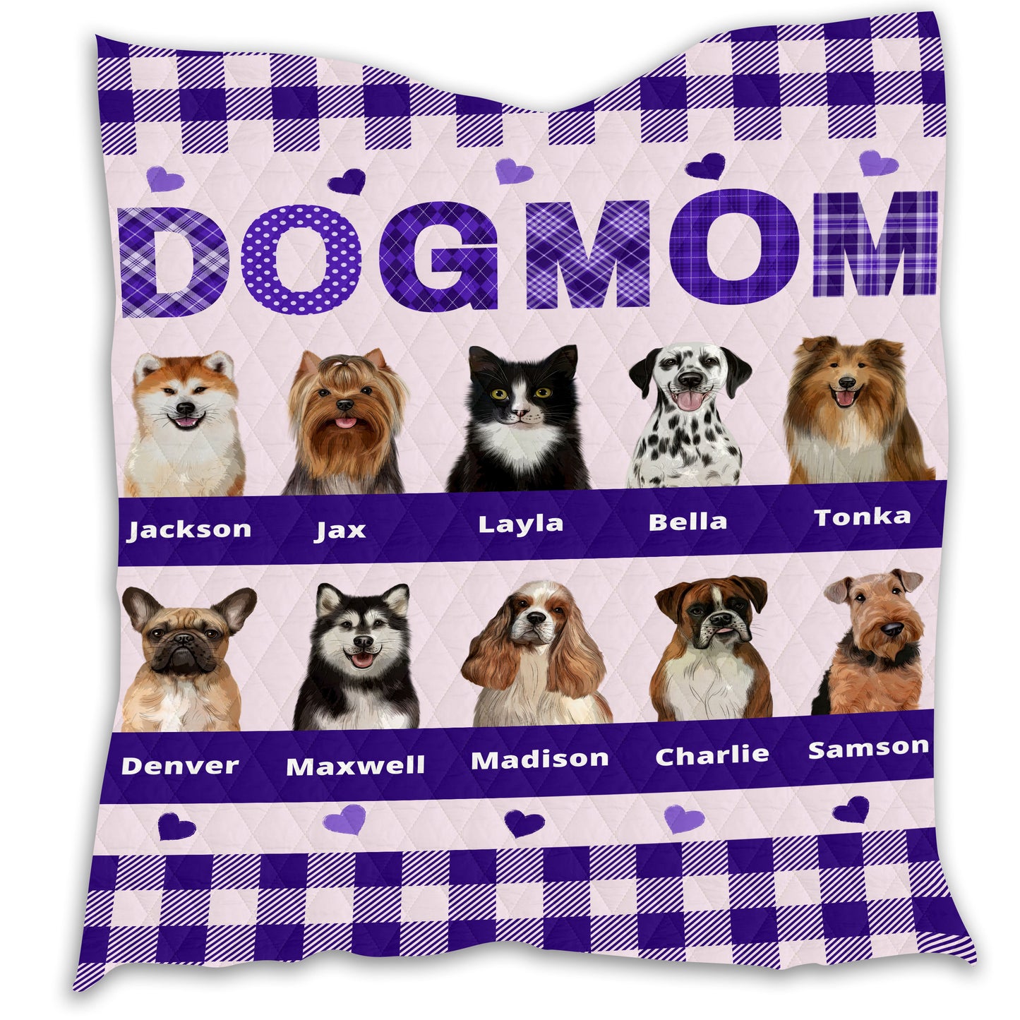 Personalized Dog Cat Pet Mom Quilt 1-10 Pets