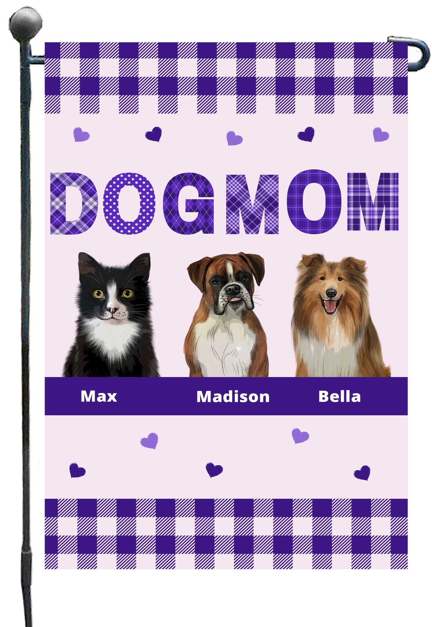 Personalized Dog Cat Pet MOM Garden Flag 1-10 pets
