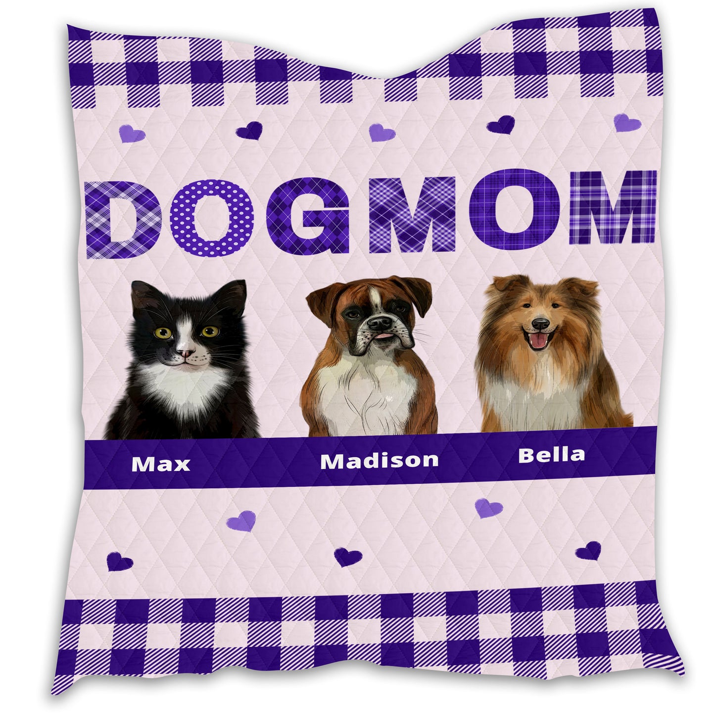 Personalized Dog Cat Pet Mom Quilt 1-10 Pets