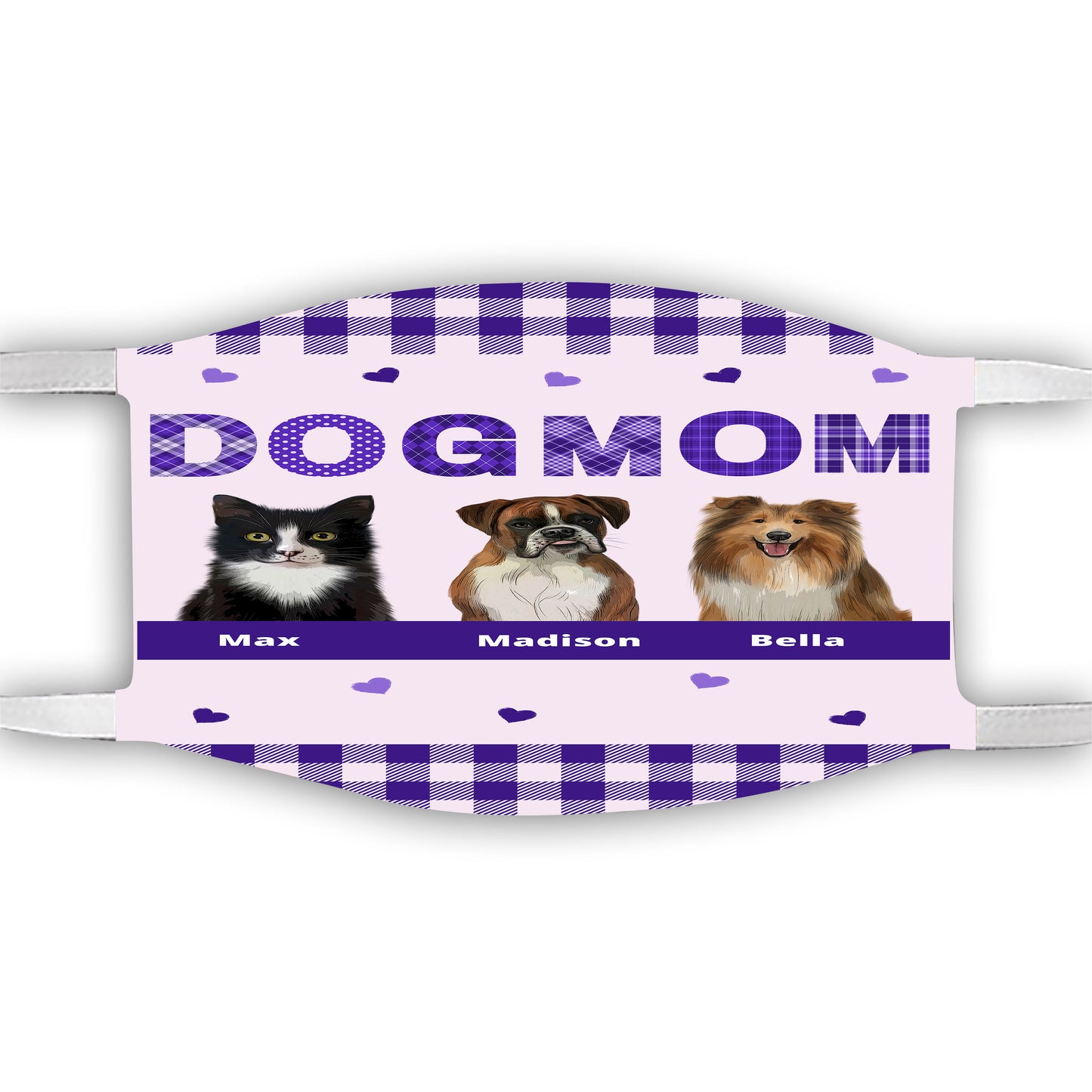 Personalized Dog Cat Pet Mom Face Mask 1-10 Pets