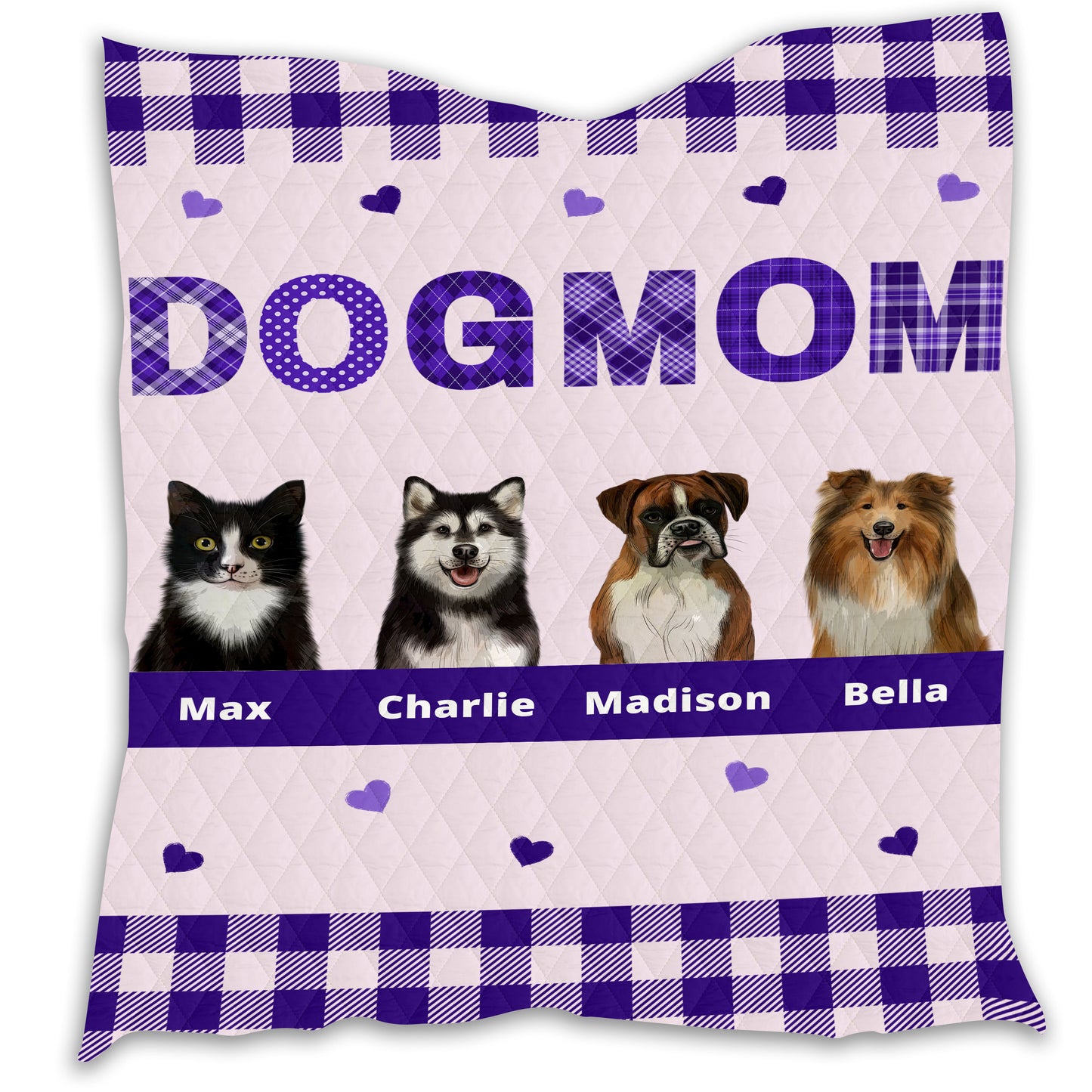 Personalized Dog Cat Pet Mom Quilt 1-10 Pets