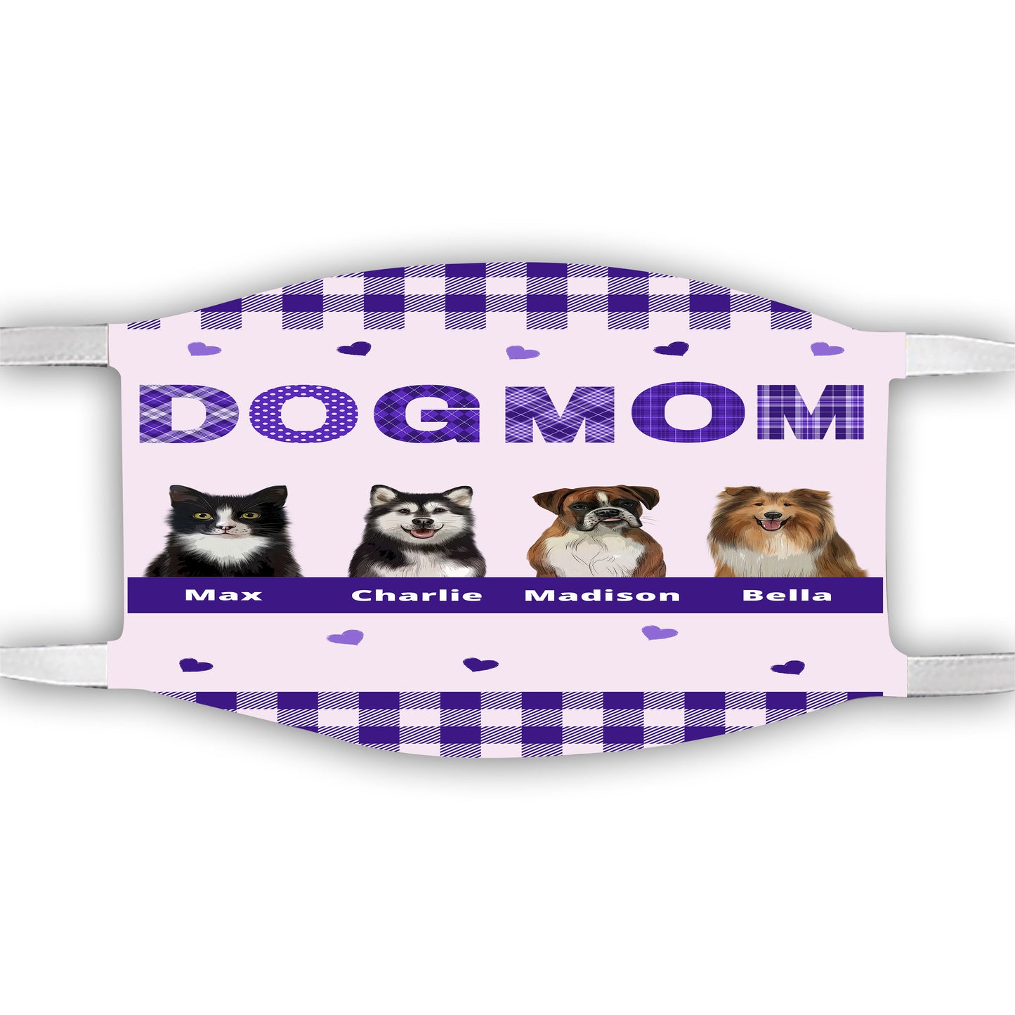 Personalized Dog Cat Pet Mom Face Mask 1-10 Pets
