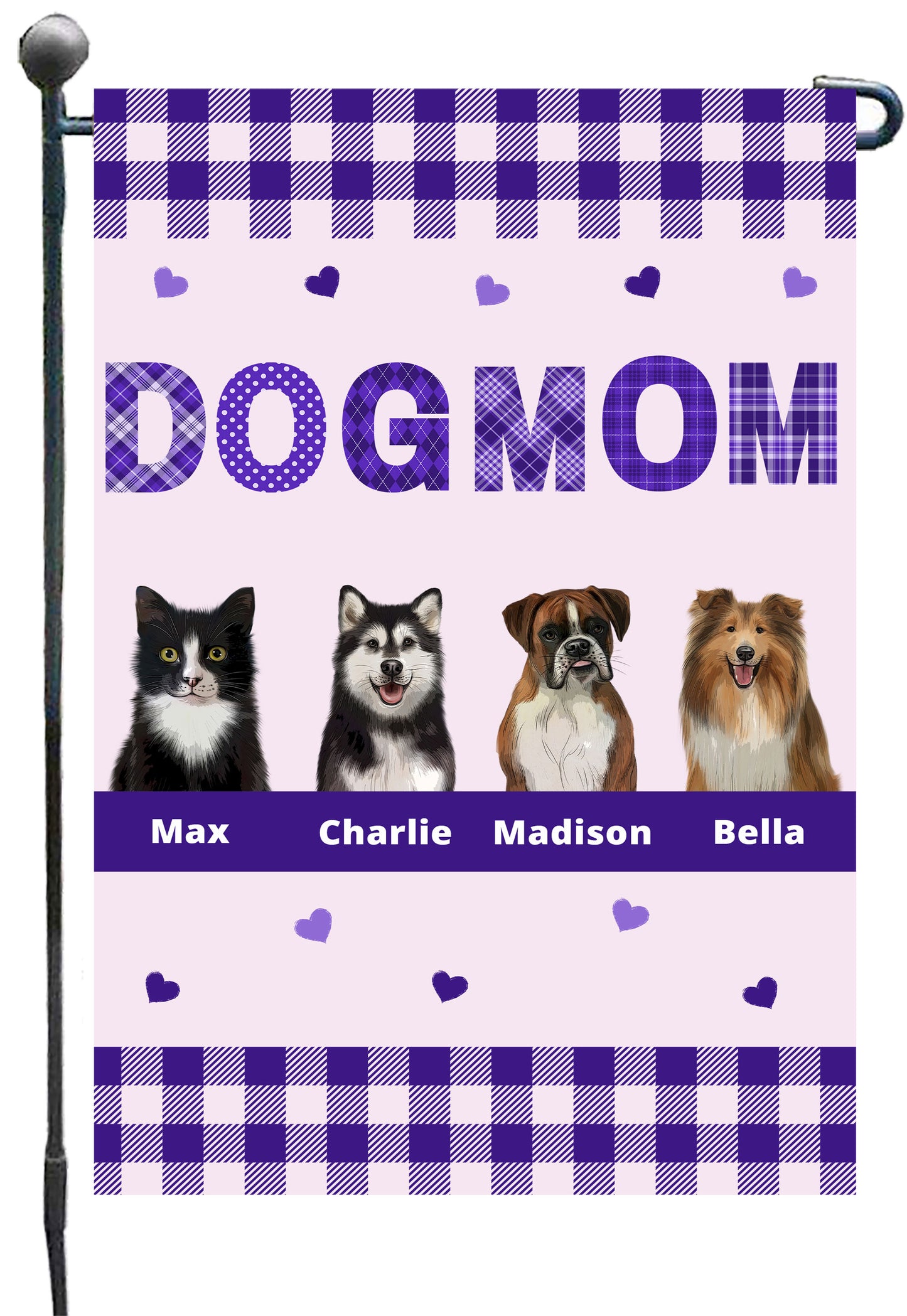 Personalized Dog Cat Pet MOM Garden Flag 1-10 pets