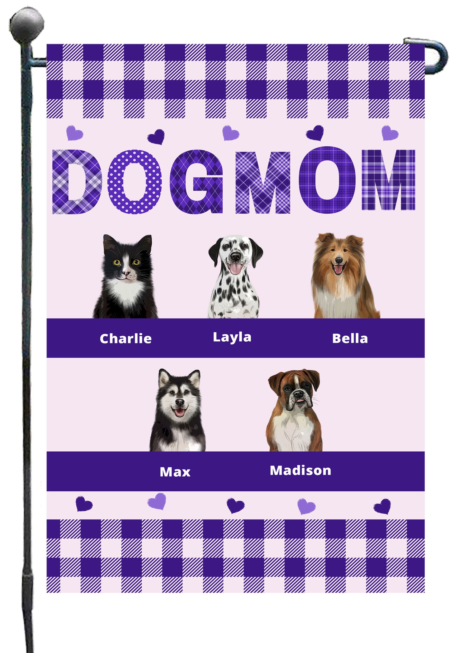 Personalized Dog Cat Pet MOM Garden Flag 1-10 pets